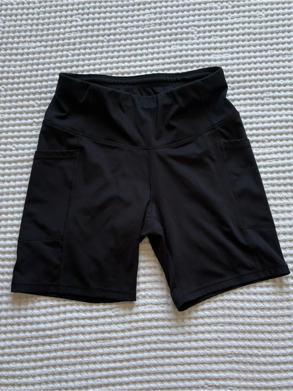 All In Motion Black Biker Shorts High Waist Side Pockets Drawstring M